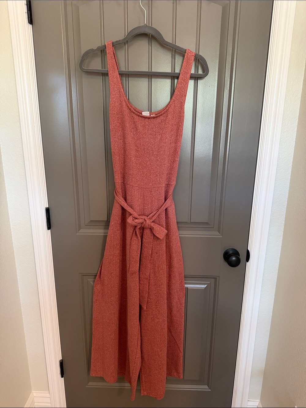 GAP Rust Tie-Waist Sleeveless Jumpsuit
